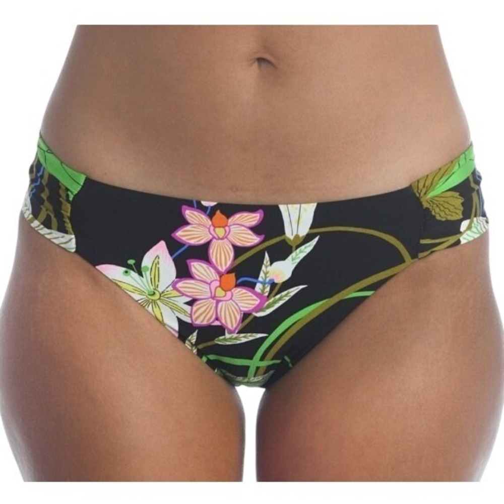 Trina Turk Womens Size 12 Black Oriental Floral Hipster Bikini Bottoms NWT $68